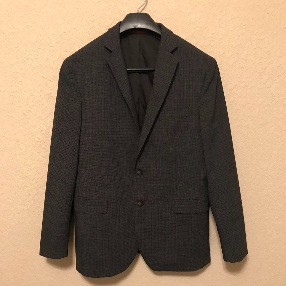 Awearness Kenneth Cole Charcoal Plaid Slim Fit Sport Coat